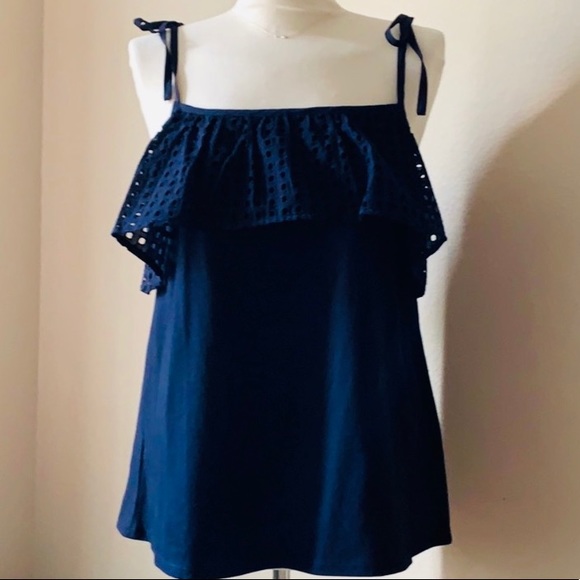 LOFT Tops - LOFT Eyelet Ruffle Tank